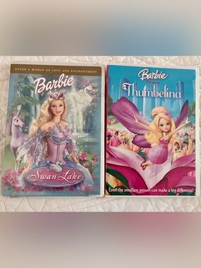 2 Movies Barbie Swan Lake & Thumbelina DVD Lot